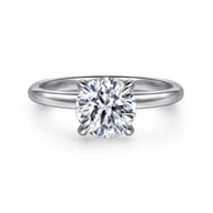 Grasey - 14K White Gold Round Solitaire Diamond Engagement Ring