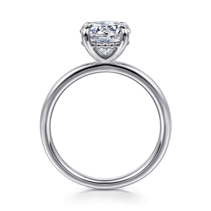 Grasey - 14K White Gold Round Solitaire Diamond Engagement Ring