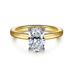 14K White-Yellow Gold Oval Diamond Engagement Ring