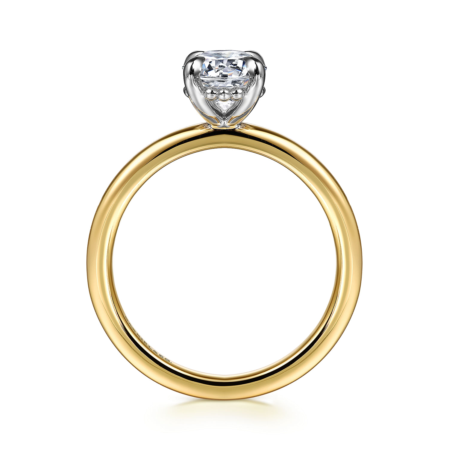 Grasey - 14K White-Yellow Gold Oval Diamond Engagement Ring
