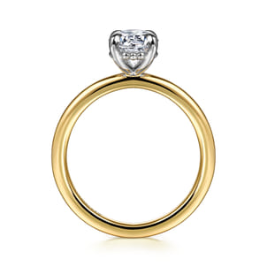 Grasey - 14K White-Yellow Gold Oval Diamond Engagement Ring