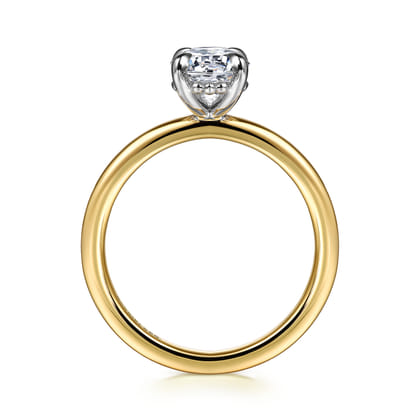 Grasey - 14K White-Yellow Gold Oval Diamond Engagement Ring