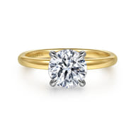 Grasey - 14K White  Yellow Gold Round Solitaire Engagement Ring