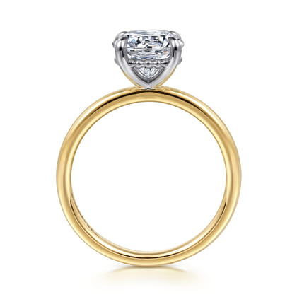 Grasey - 14K White  Yellow Gold Round Solitaire Engagement Ring