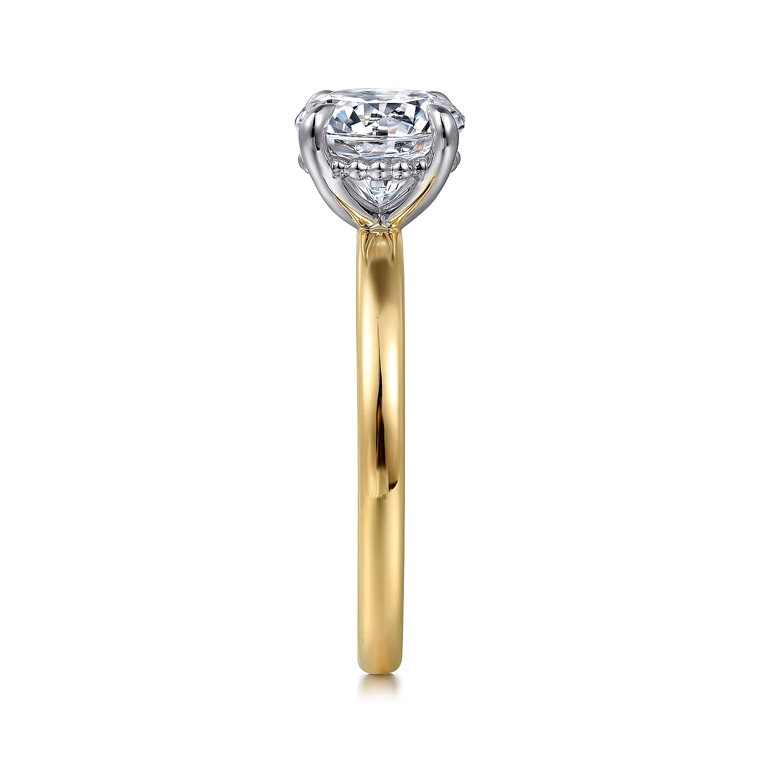 Grasey - 14K White  Yellow Gold Round Solitaire Engagement Ring