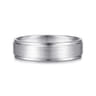 Grayson - 14K White Gold 6mm - Beveled Edge Men's Wedding Band in Satin Finish