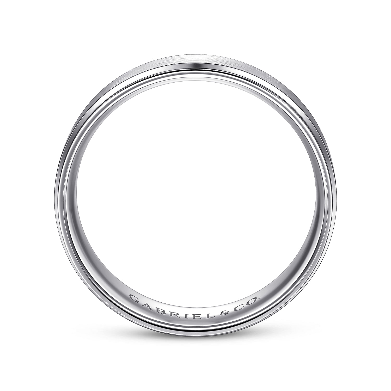 Grayson - 14K White Gold 6mm - Beveled Edge Men's Wedding Band in Satin Finish