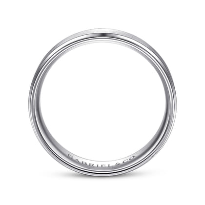 Grayson - 14K White Gold 6mm - Beveled Edge Men's Wedding Band in Satin Finish