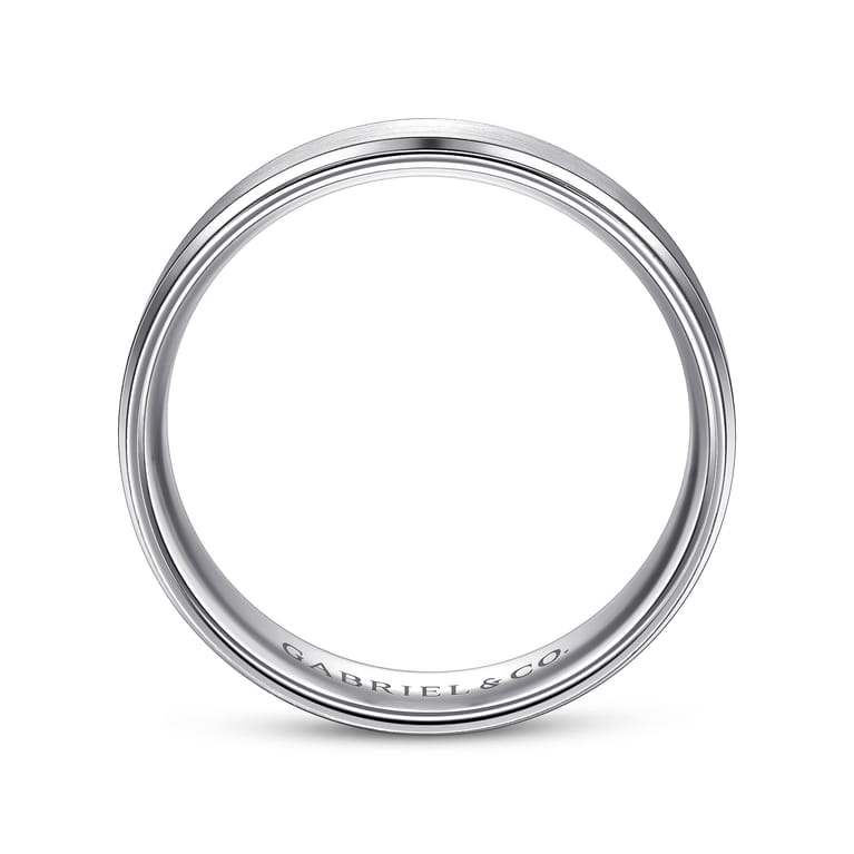 Grayson - 14K White Gold 6mm - Beveled Edge Men's Wedding Band in Satin Finish - Shot 2