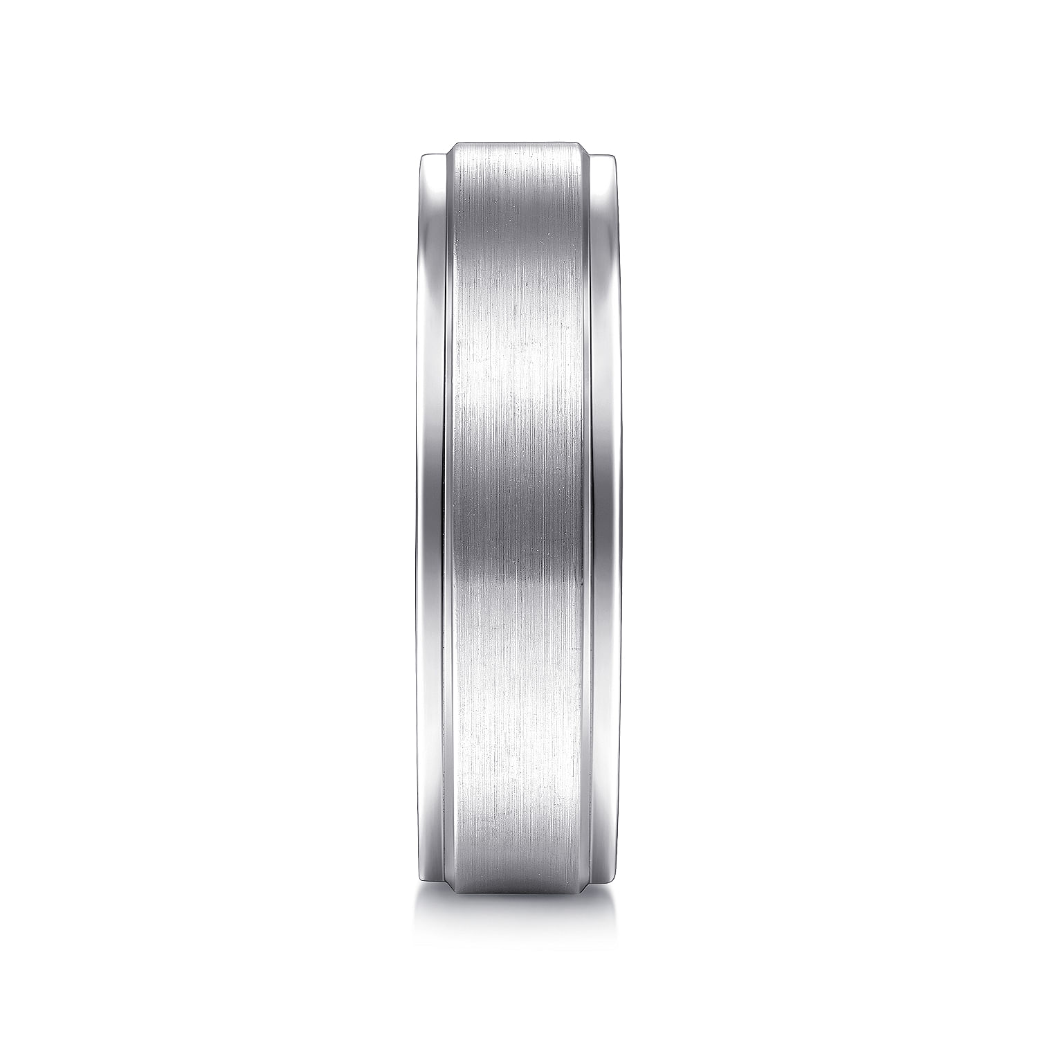 Grayson - 14K White Gold 6mm - Beveled Edge Men's Wedding Band in Satin Finish