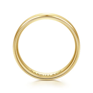 Grayson - 14K Yellow Gold 6mm - Beveled Edge Men's Wedding Band in Satin Finish