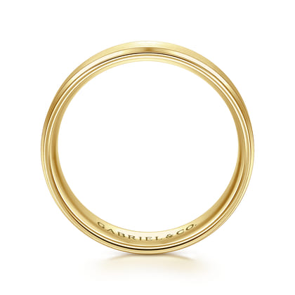 Grayson - 14K Yellow Gold 6mm - Beveled Edge Men's Wedding Band in Satin Finish