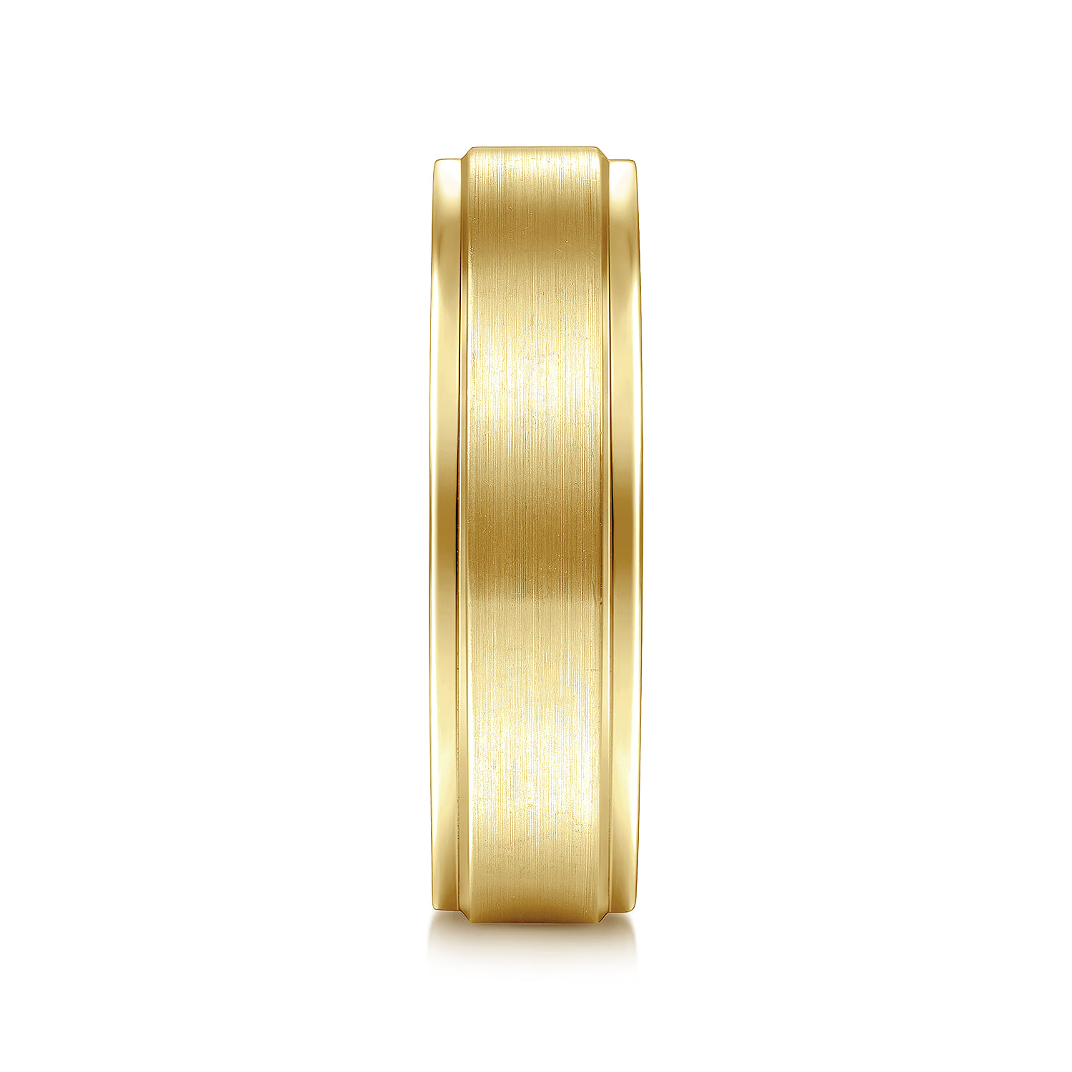Grayson - 14K Yellow Gold 6mm - Beveled Edge Men's Wedding Band in Satin Finish - Shot 4