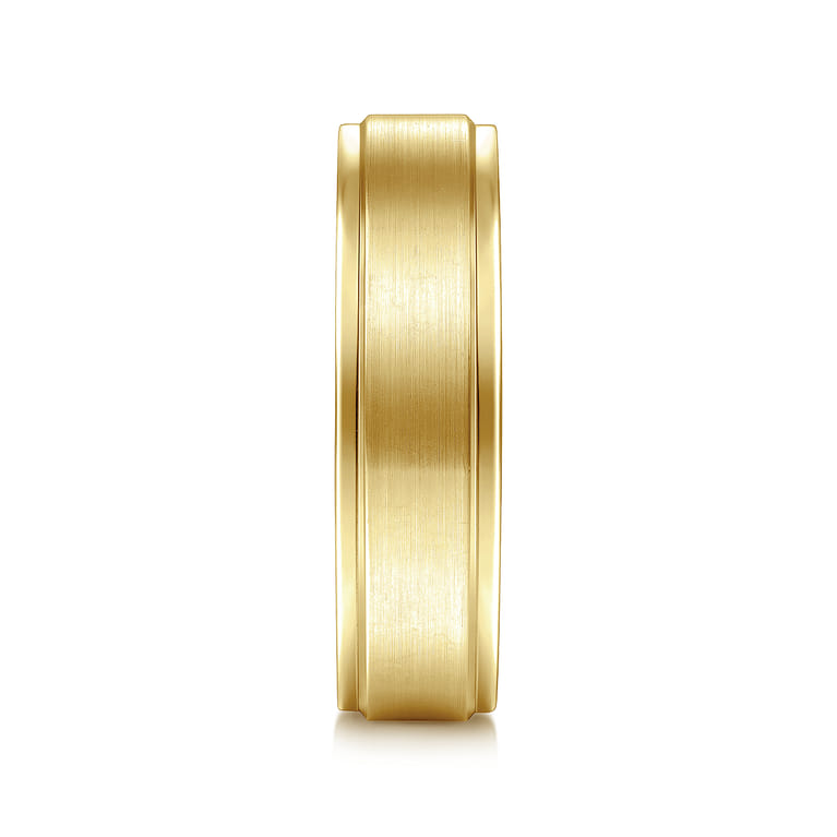 Grayson - 14K Yellow Gold 6mm - Beveled Edge Men's Wedding Band in Satin Finish - Shot 4