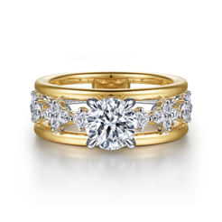 14K White-Yellow Gold Round Diamond Engagement Ring