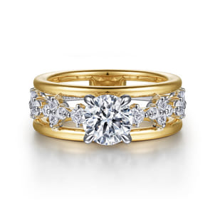 Gretchen - 14K White-Yellow Gold Round Diamond Engagement Ring