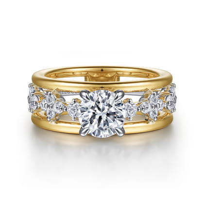 Gretchen - 14K White-Yellow Gold Round Diamond Engagement Ring