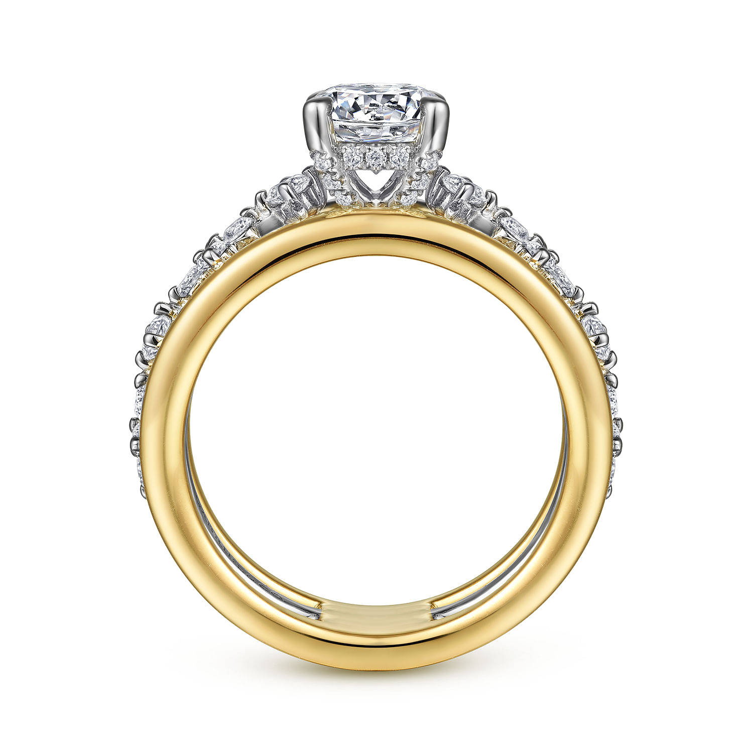 Gretchen - 14K White-Yellow Gold Round Diamond Engagement Ring