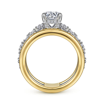 Gretchen - 14K White-Yellow Gold Round Diamond Engagement Ring