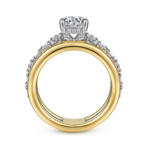 Gretchen - 14K White-Yellow Gold Round Diamond Engagement Ring - 0.61 ct - Shot 2