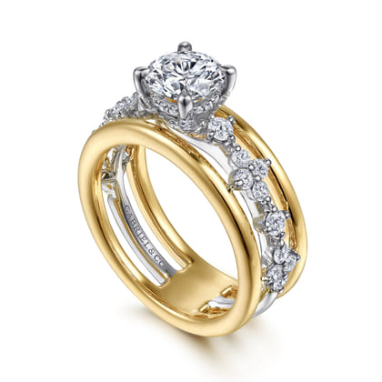 Gretchen - 14K White-Yellow Gold Round Diamond Engagement Ring