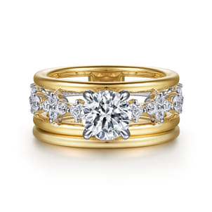 Gretchen - 14K White-Yellow Gold Round Diamond Engagement Ring