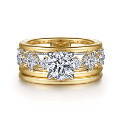Gretchen - 14K White-Yellow Gold Round Diamond Engagement Ring