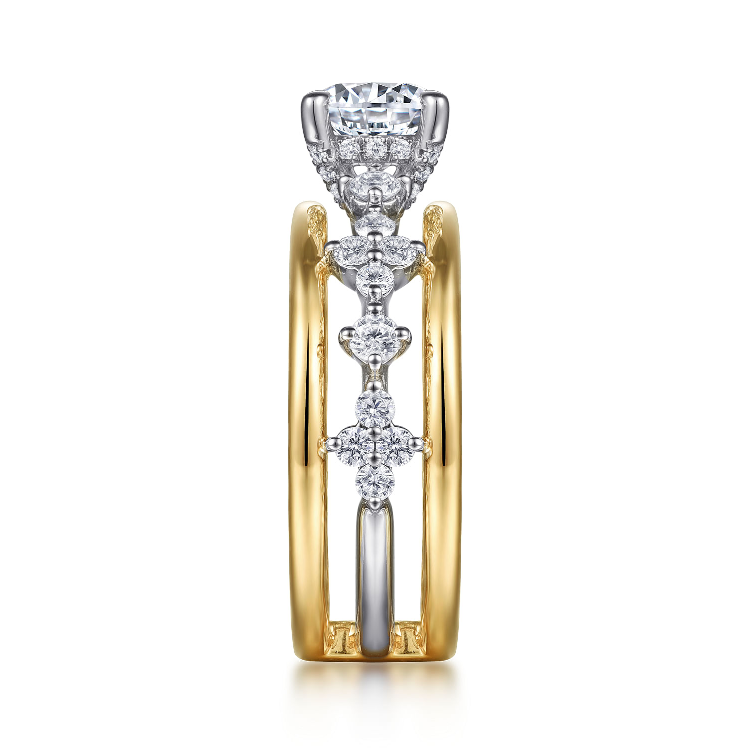 Gretchen - 14K White-Yellow Gold Round Diamond Engagement Ring