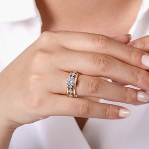 Gretchen - 14K White-Yellow Gold Round Diamond Engagement Ring