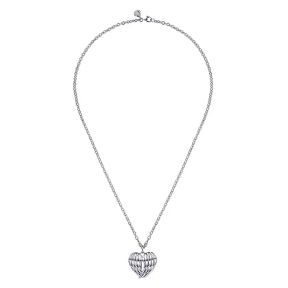 HEART - 925 Sterling Silver Heart Angel Wing Pendant Necklace