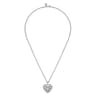 HEART - 925 Sterling Silver Heart Angel Wing Pendant Necklace