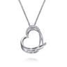 HEART - 925 Sterling Silver White Sapphire Heart Angel Wing Pendant Necklace