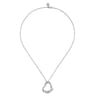 HEART - 925 Sterling Silver White Sapphire Heart Angel Wing Pendant Necklace