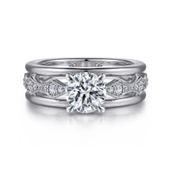 Halette - 14K White Gold Round Diamond Engagement Ring