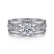 Halette - 14K White Gold Round Diamond Engagement Ring
