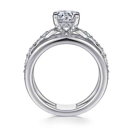 Halette - 14K White Gold Round Diamond Engagement Ring