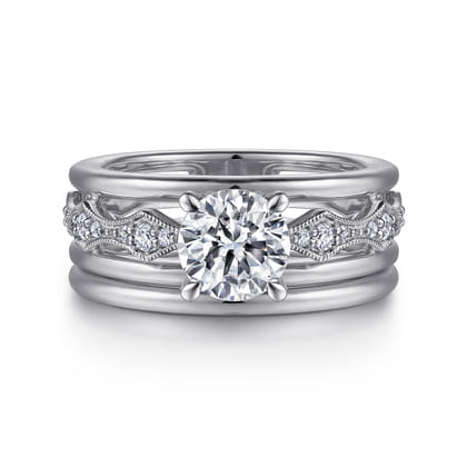 Halette - 14K White Gold Round Diamond Engagement Ring