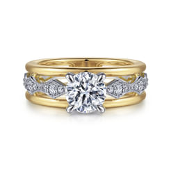 14K White-Yellow Gold Round Diamond Engagement Ring