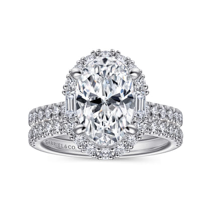 Hamilton - 14K White Gold Oval Halo Diamond Engagement Ring
