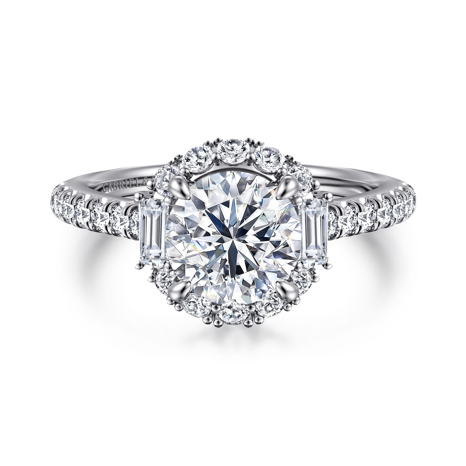Hamilton - 14K White Gold Round Halo Diamond Engagement Ring