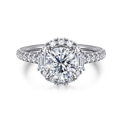 14K White Gold Round Halo Diamond Engagement Ring