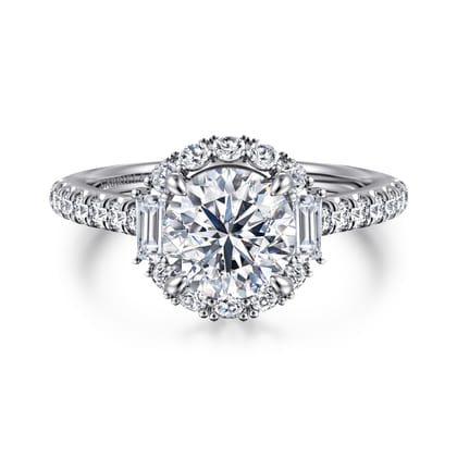 Hamilton - 14K White Gold Round Halo Diamond Engagement Ring