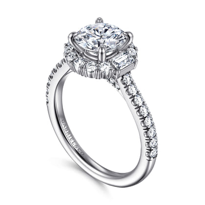 Hamilton - 14K White Gold Round Halo Diamond Engagement Ring