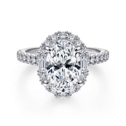Platinum Oval Halo Diamond Engagement Ring