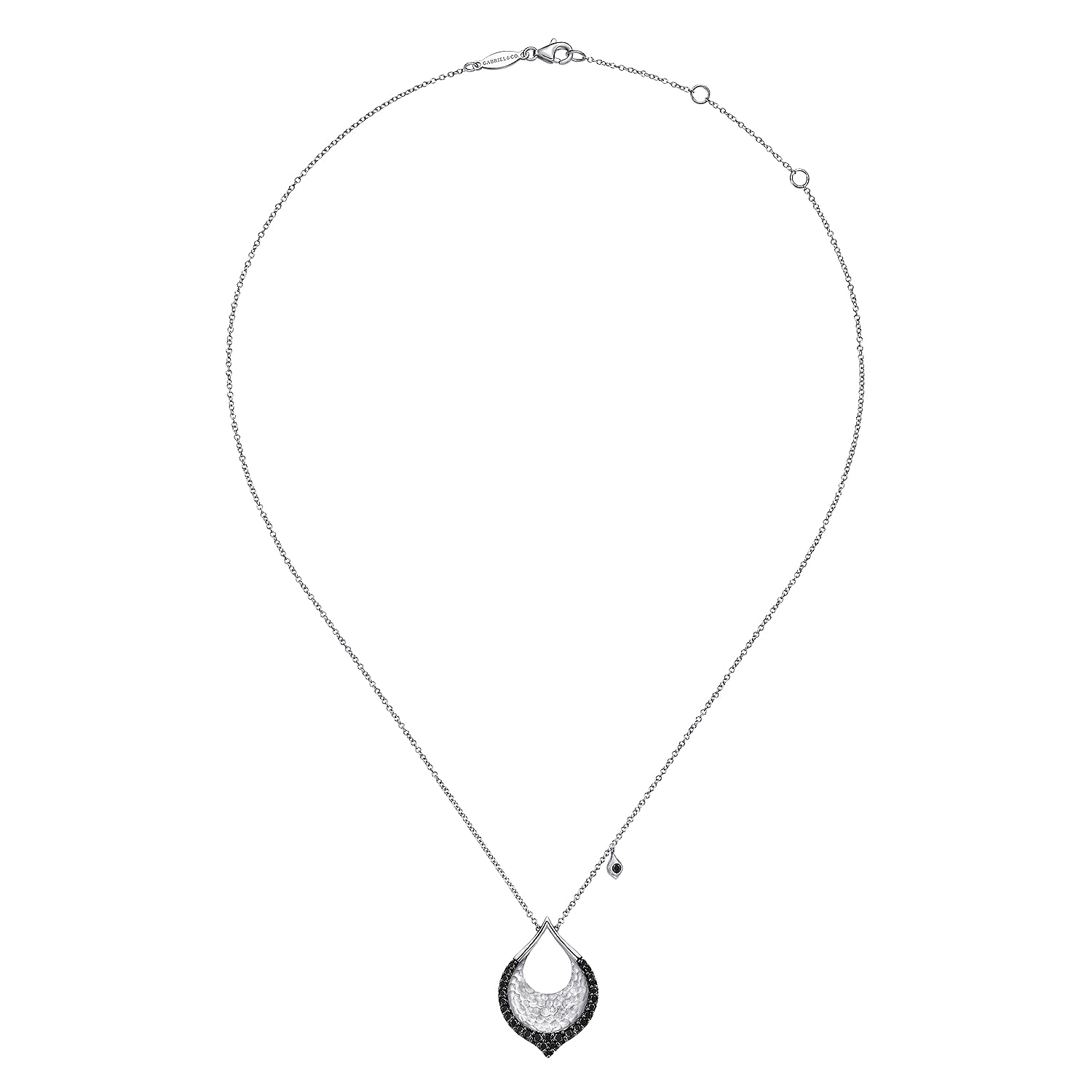 Hammered-925-Sterling-Silver-Black-Spinel-Teardrop-Pendant-Necklace2