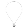 Hammered 925 Sterling Silver Black Spinel Teardrop Pendant Necklace