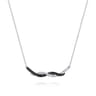 Hammered 925 Sterling Silver Black Spinel Twisted Bar Necklace