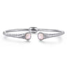 Hammered 925 Sterling Silver Rock Crystal and Pink MOP Hinged Cuff