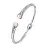 Hammered 925 Sterling Silver Rock Crystal and Pink MOP Hinged Cuff