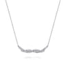 Hammered 925 Sterling Silver White Sapphire Twisted Bar Necklace
